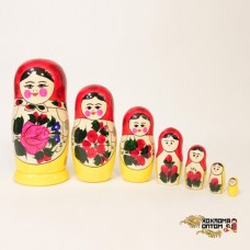 LHM10103 Матрешка традиционная 7 кукольная, Хохлома