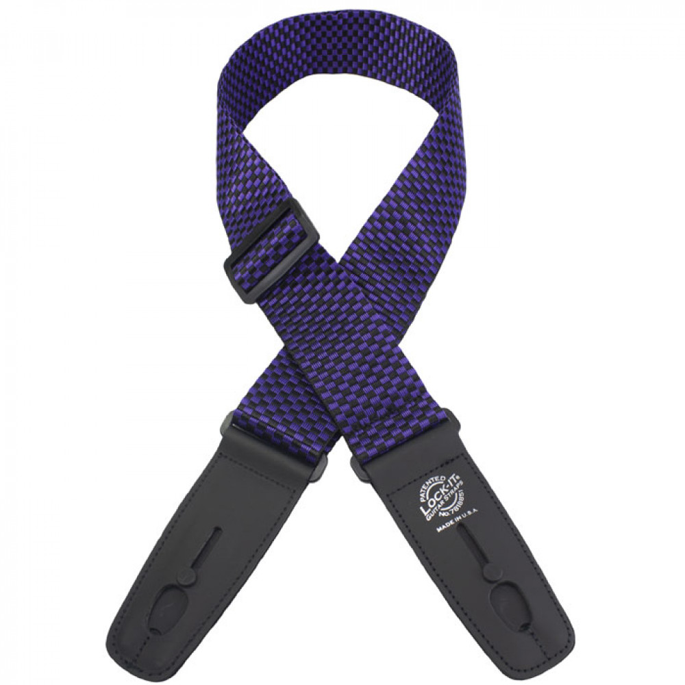 LIS-010-P2-PRCHK Ремень для гитары с блокировкой, фиолетовые шахматы, Lock-It Straps, D'Andrea