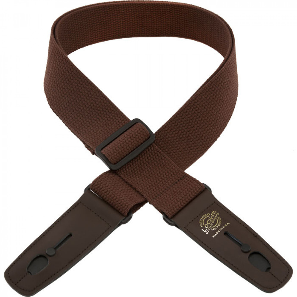 LIS-048-C2-BRN/BRN Ремень для гитары с блокировкой, хлопок, коричневый, Lock-It Straps, D'Andrea