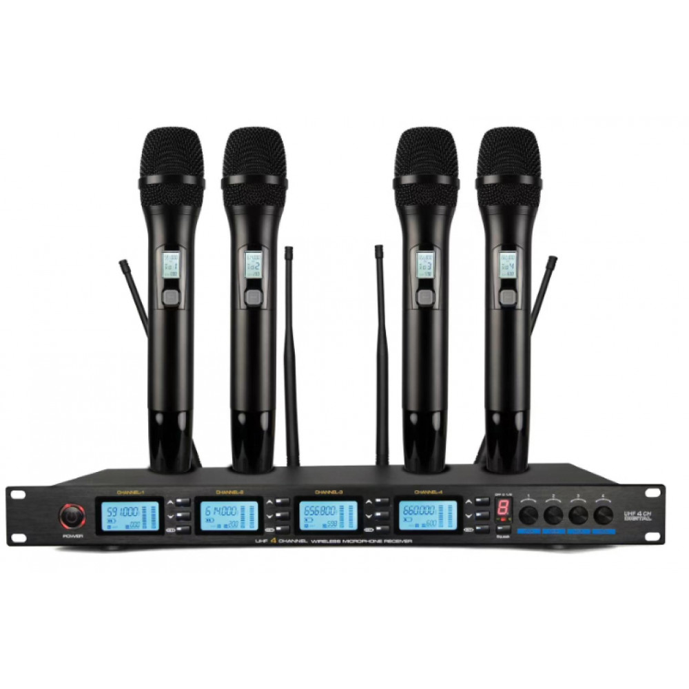 LS-214-M Беспроводная микрофонная система, 4 ручных передатчика, LAudio