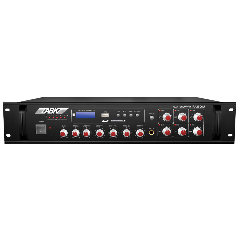 ABK PA-2625U Микшер-усилитель. MP3-плеер, FM-тюнер; 250 Вт