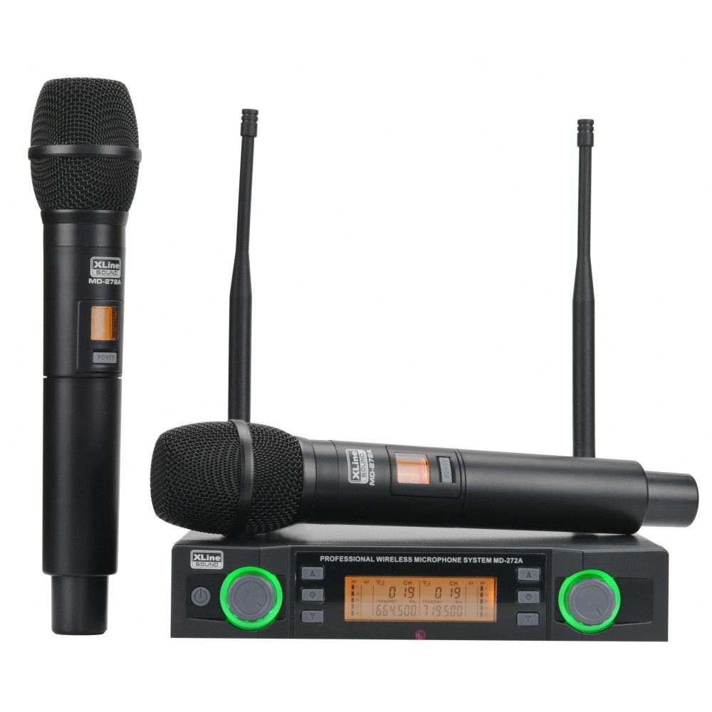 XLINE MD-272A Радиосистема двухканальная c двумя ручными передатчиками, 2 канала по 100 фикс. частот