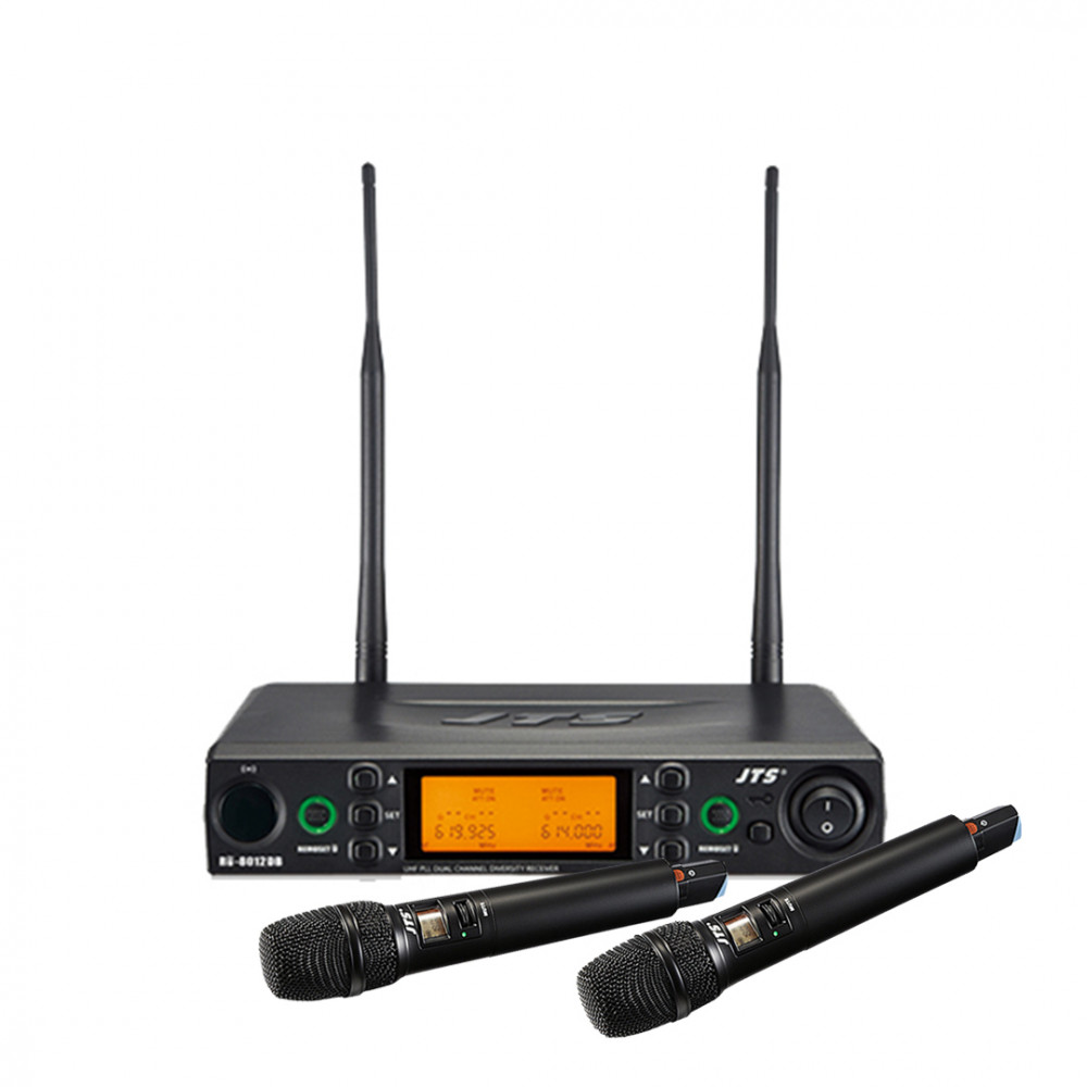 Радиосистема: UHF-ресивер двухканальный JTS RU-8012DB/RU-850LTH (650~686), + 2 UHF-передатчика ручных