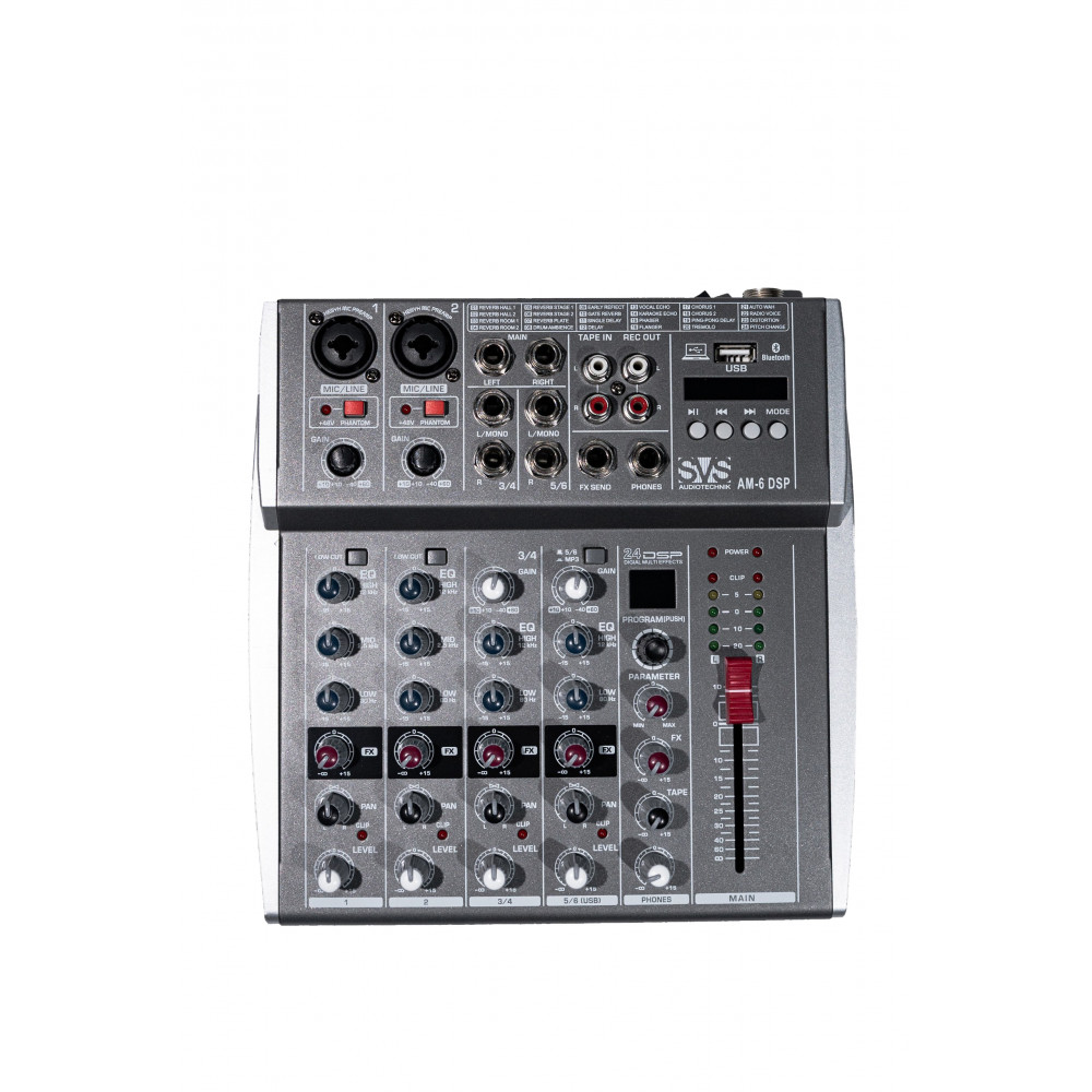 SVS Audiotechnik AM-6 DSP Микшерный пульт аналоговый, 6-канальный, 24 DSP эффекта, USB интерфейс