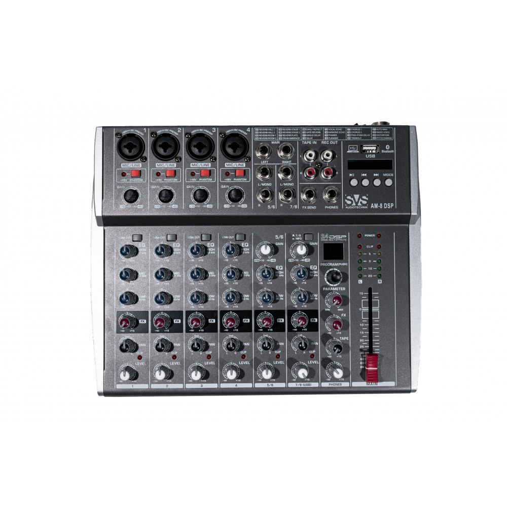 SVS Audiotechnik AM-8 DSP Микшерный пульт аналоговый, 8-канальный, 24 DSP эффекта, USB интерфейс