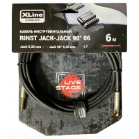 Кабель инструментальный 6м XLINE Cables RINST JACK-JACK 9006, Jack 6,35mm mono - Jack 6,35mm mono 90°