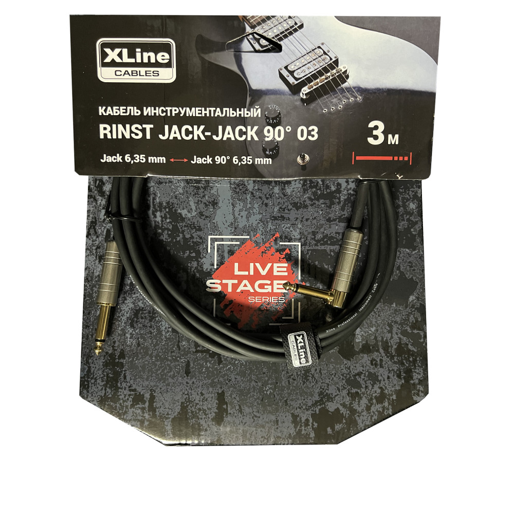 XLINE Cables RINST JACK-JACK 9003 Кабель инструментальный 3м Jack 6,35mm mono - Jack 6,35mm mono 90°