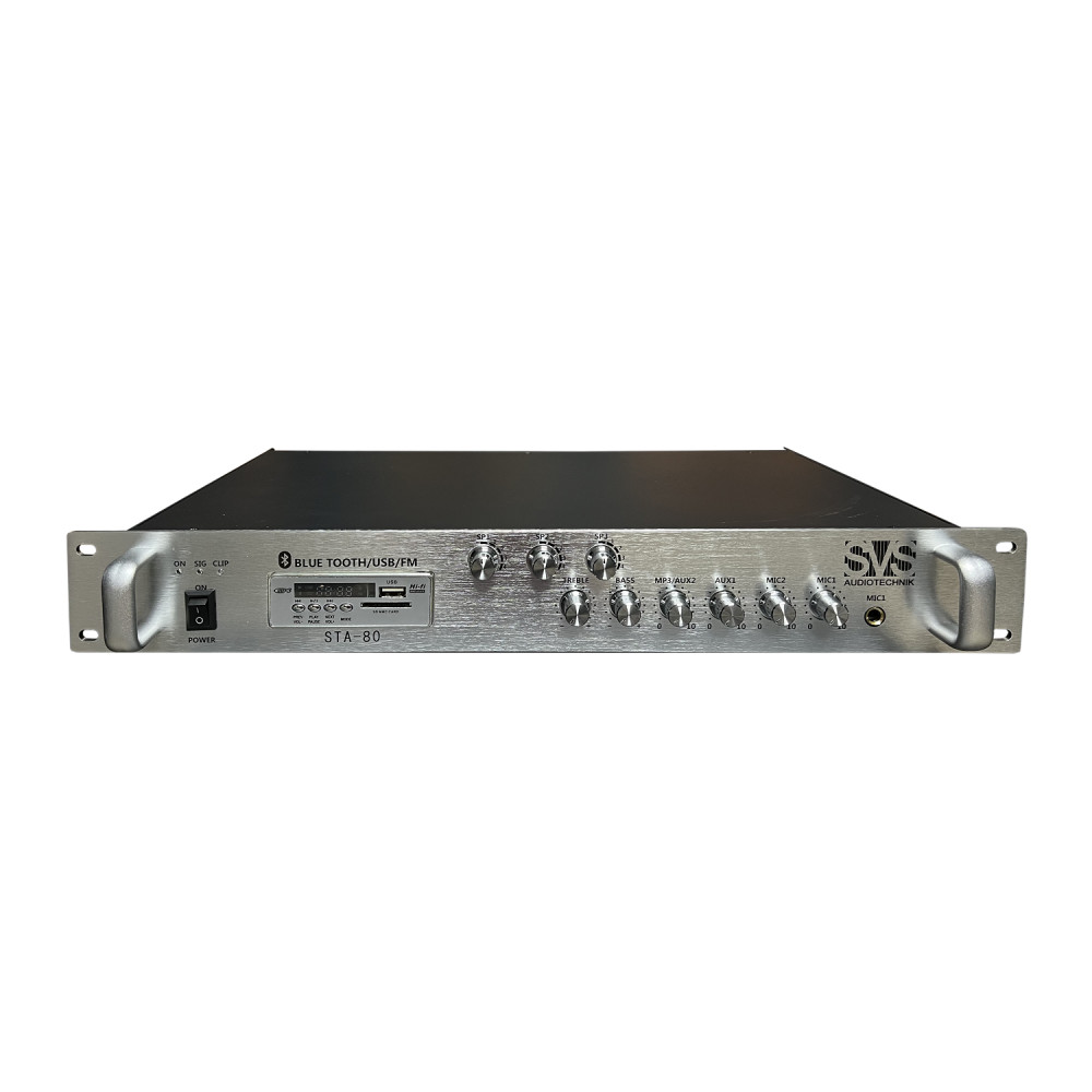 SVS Audiotechnik STA-80 Радиоузел, 70/100 В (4~16 Ом), усилитель мощности 80 Вт, MP3 плеер