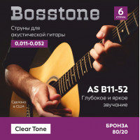 Струны для акустической гитары бронза Bosstone Clear Tone AS B11-52, 80/20 калибр 0.011-0.052