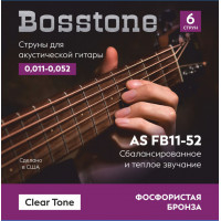 Струны для акустической гитары фосфор бронза калибр Bosstone Clear Tone AS FB11-52, 0.011-0.052