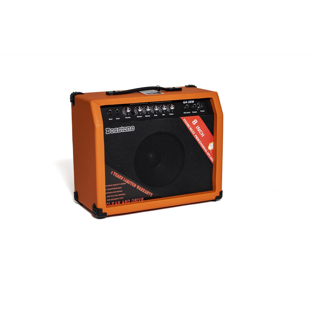 Bosstone GA-30W Orange Гитарный усилитель: Мощность - 30 Ватт, Динамик 8". Чувствительность: 70 дБ