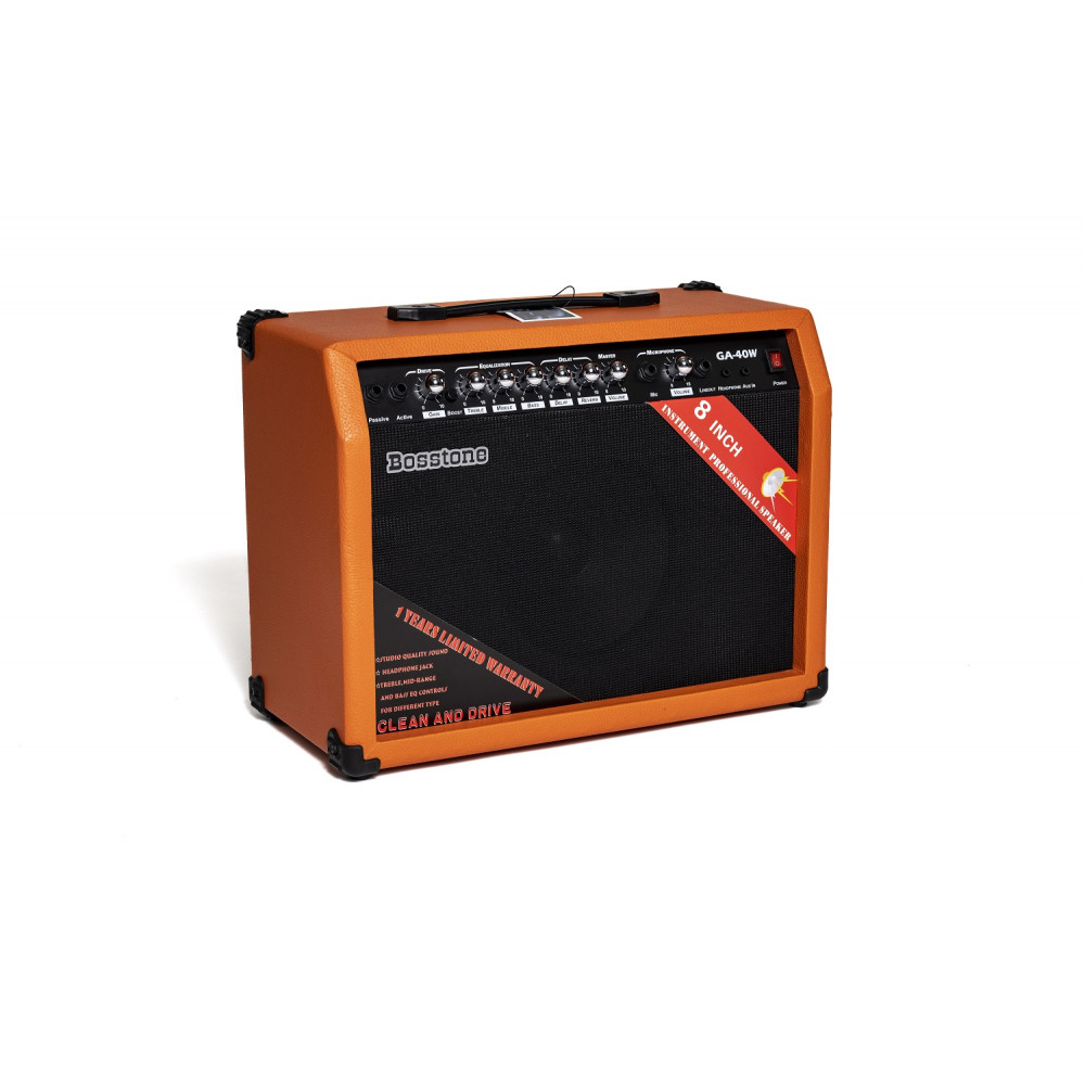 Bosstone GA-40W Orange Гитарный усилитель: Мощность - 40 Ватт, Динамик 8". Чувствительность: 70 дБ