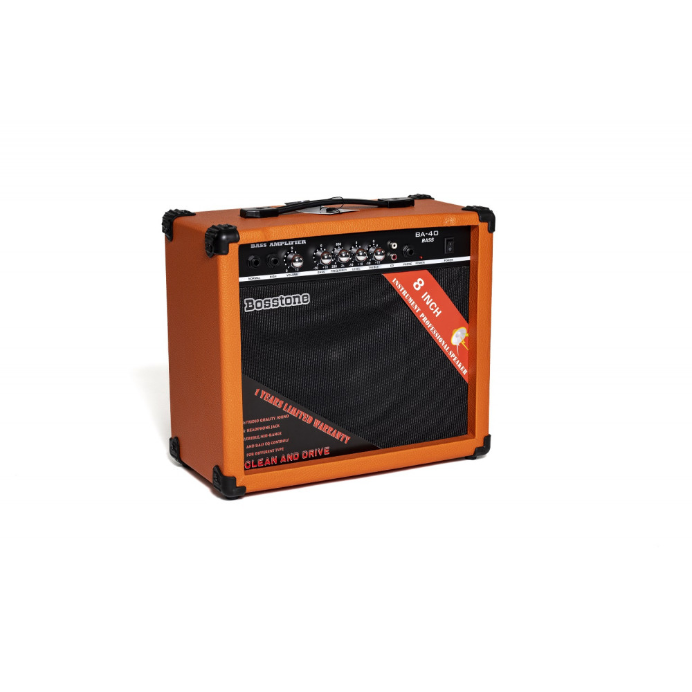 Bosstone BA-40W Orange Комбоусилитель для бас гитары: Мощность - 40 Ватт, Динамик 8".