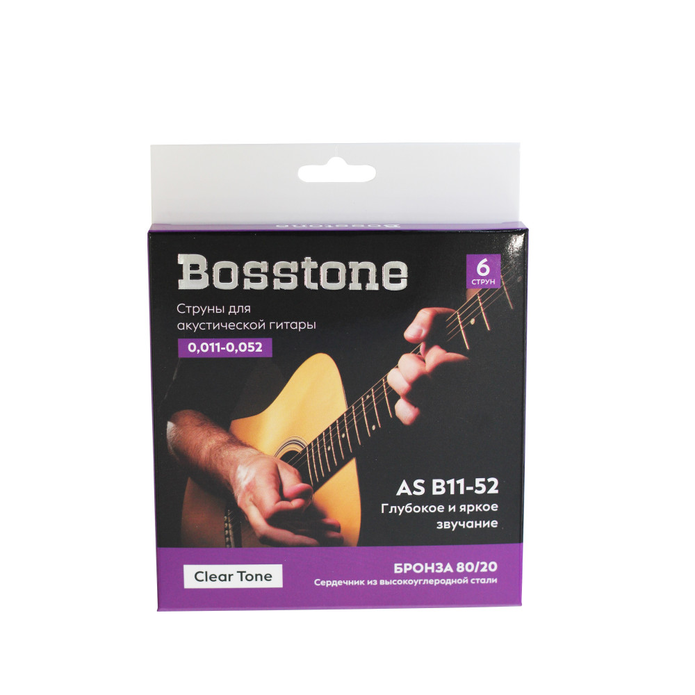 Bosstone AS B11-52 ВАКУУМНАЯ УПАКОВКА Струны для акустической гитары бронза 80/20 калибр 0.011-0.052