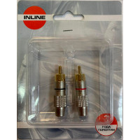 Разъем Inline RCA x2b, RCA, Разъем RCA, никель, для кабеля D6 мм, кольцо красное и черное, блистер 2