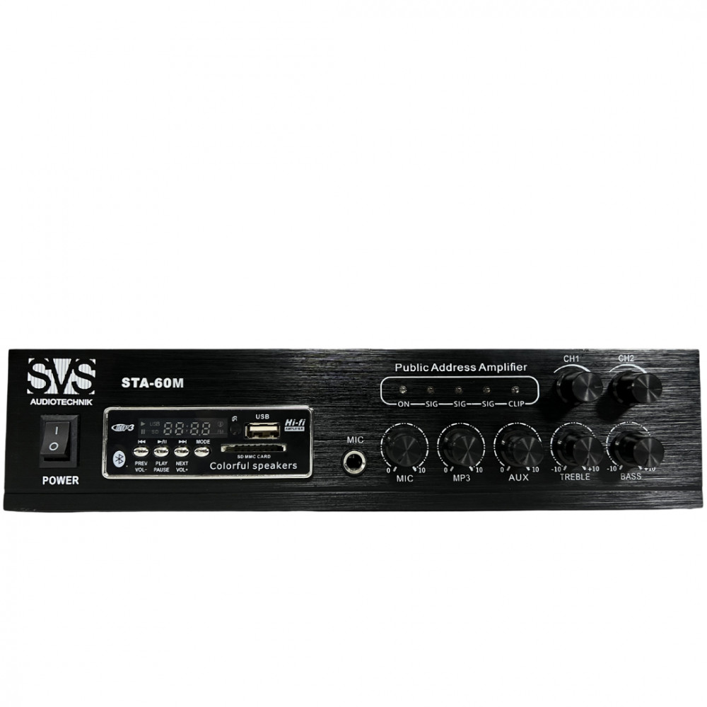 SVS Audiotechnik STA-60M Микшер-усилитель, питание 100 В (4, 8, 16 Ом), усилитель мощности 60 Вт, ча
