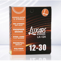 Комплект струн для 12-струнной акустической гитары Luxars LX12-A, фосфорная бронза, 12-52