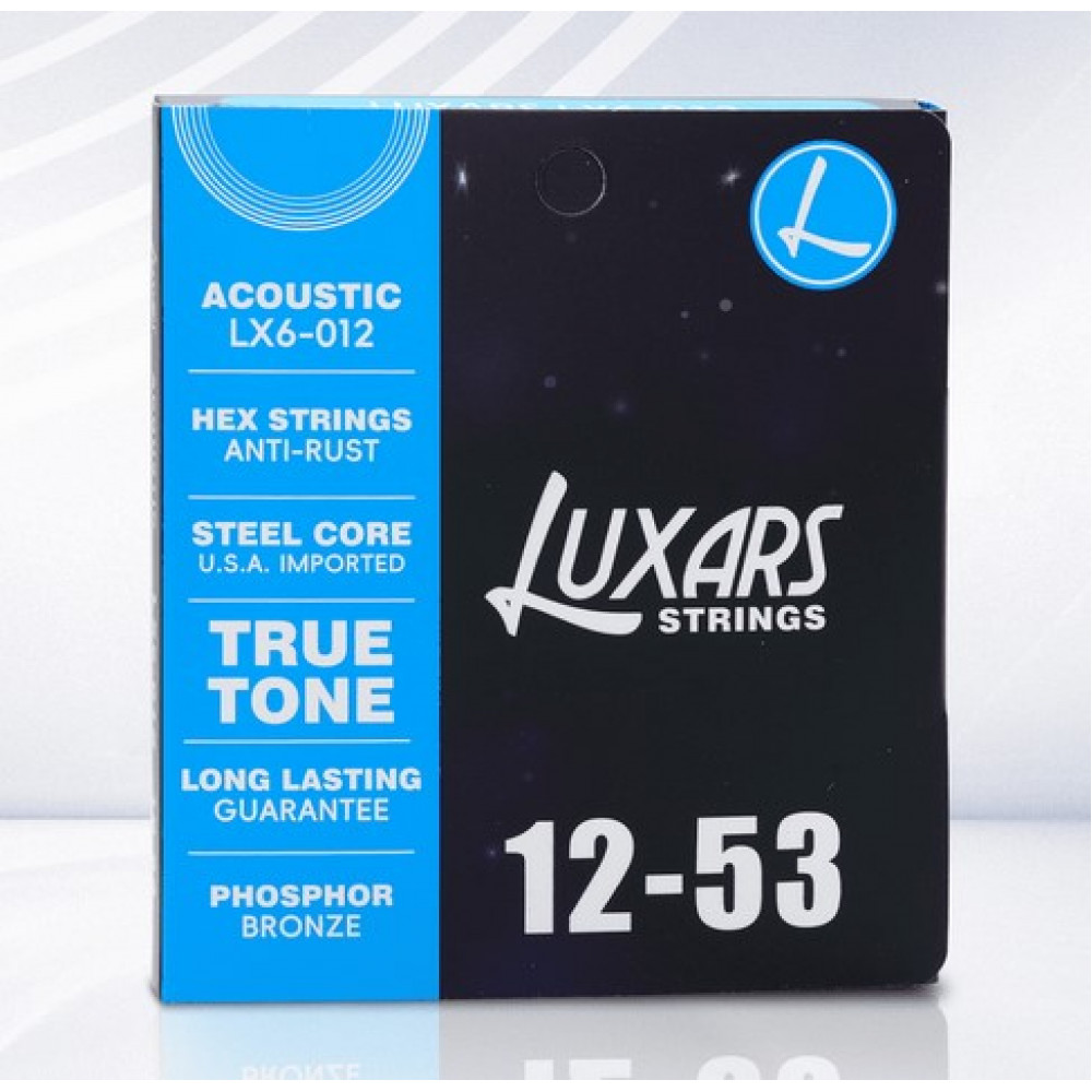 Комплект струн для акустической гитары Luxars LX6-012, фосфорная бронза, 12-53