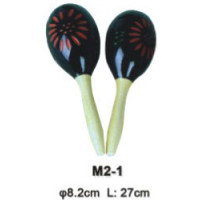 Деревянные маракасы на ручке Fleet M2-1, диаметр 8.2cм, длина 27см.
