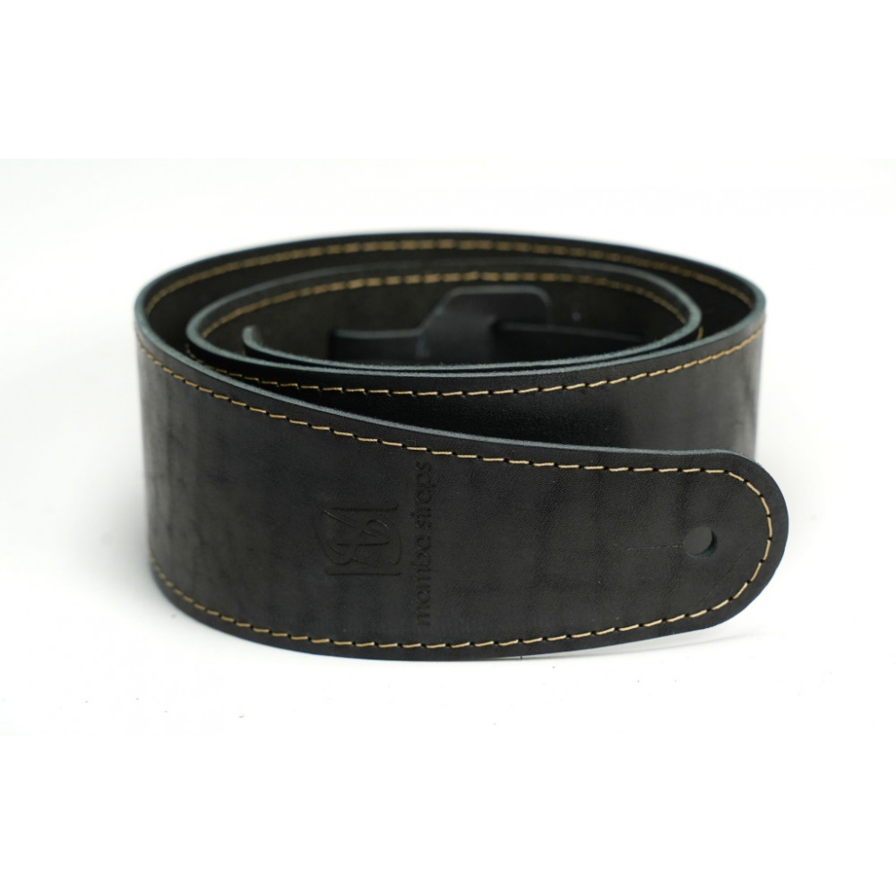 MB6061-112-1 Ремень для гитары, кожаный, черный, Mamba straps