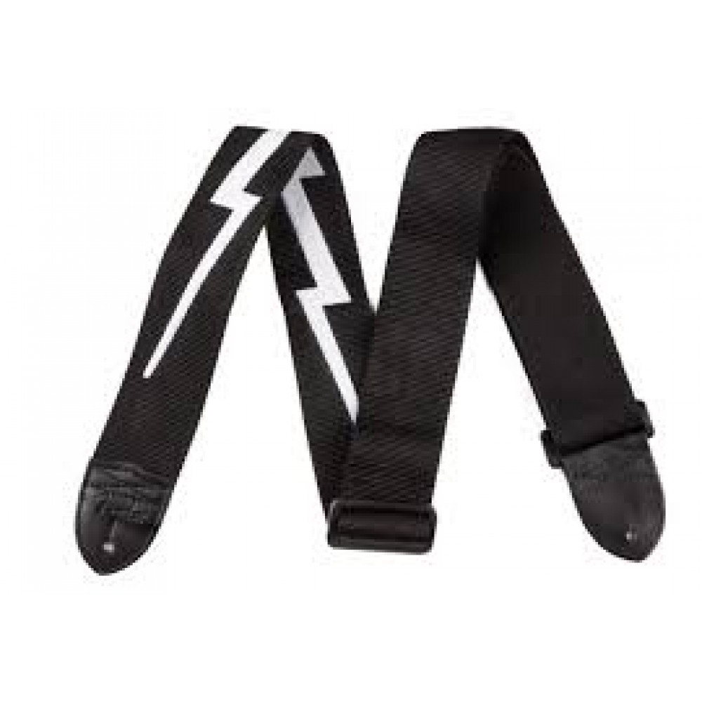 Ремень для гитары FENDER 2.5' NYLON LIGHTNING BOLT STRAP BLACK
