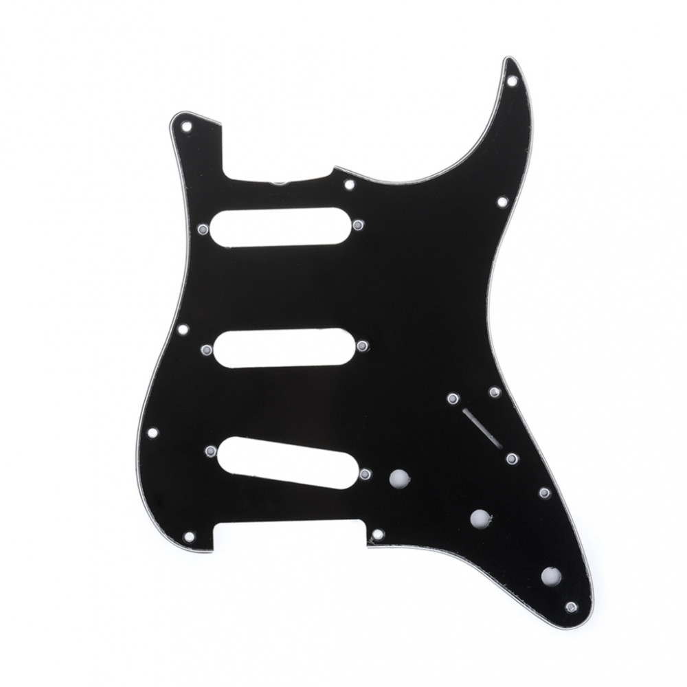 MX1388BK Пикгард для гитары Fender Stratocaster SSS, 3 слоя, черная, Musiclily