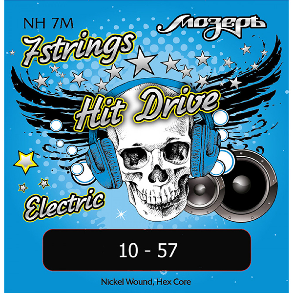 NH-7M Hit Drive Комплект струн для 7-струнной электрогитары, Medium, 10-57, никель, Мозеръ