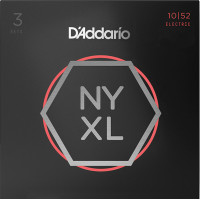 Струны для электрогитары D'Addario NYXL1052-3P, 3 комплекта, никелированные, Light T/Heavy B, 10-52