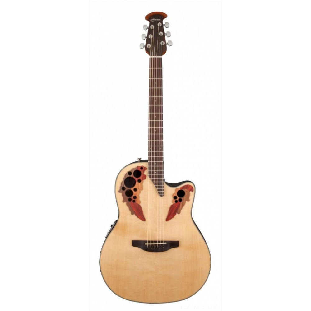 Ovation CE44-4 Celebrity Elite Mid Cutaway Natural электроакустическая гитара с вырезом