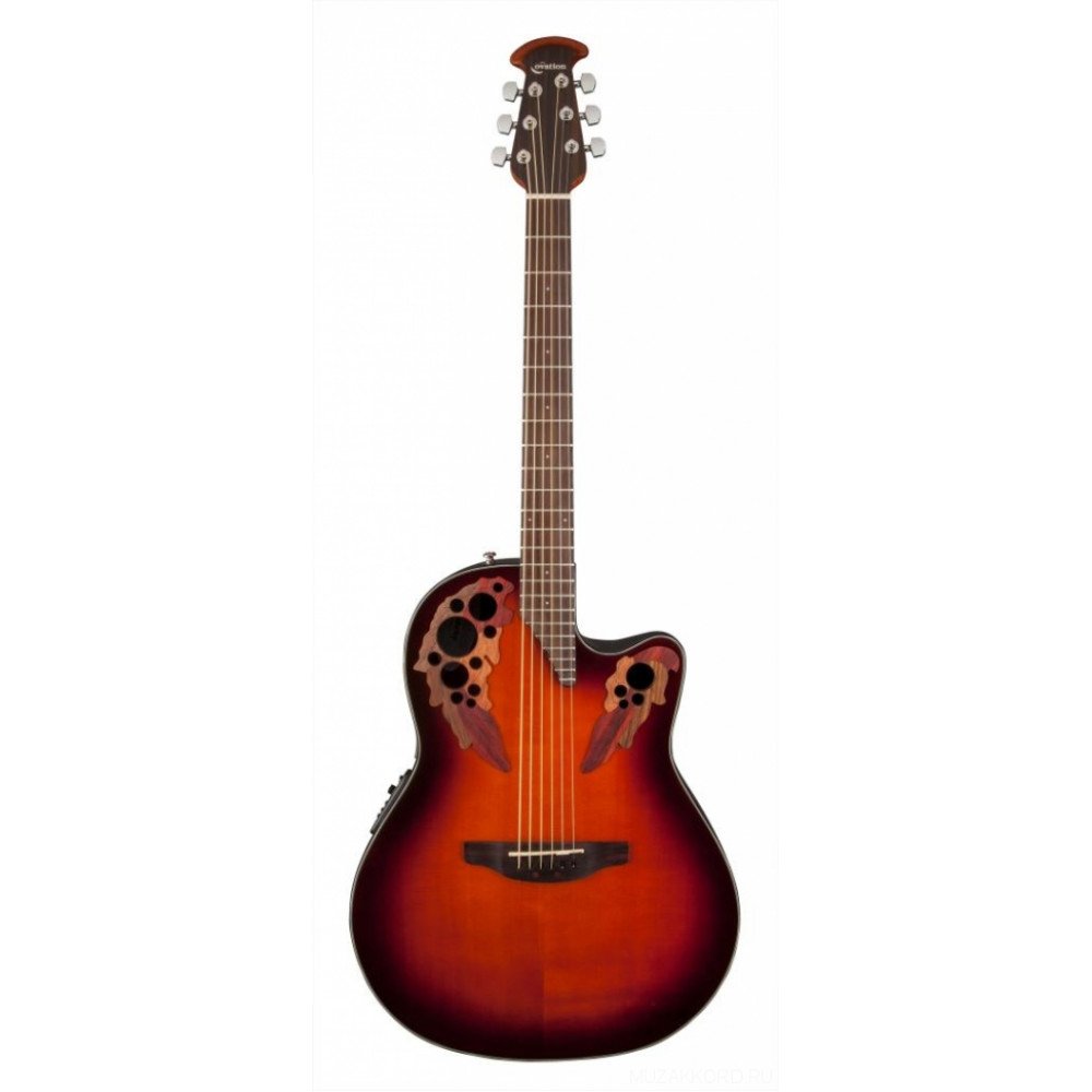 Ovation CE44-1 Celebrity Elite Mid Cutaway Sunburst электроакустическая гитара с вырезом