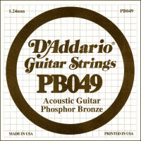 Отдельная струна для акустической гитары D'Addario PB049 Phosphor Bronze, фосфорная бронза, .049