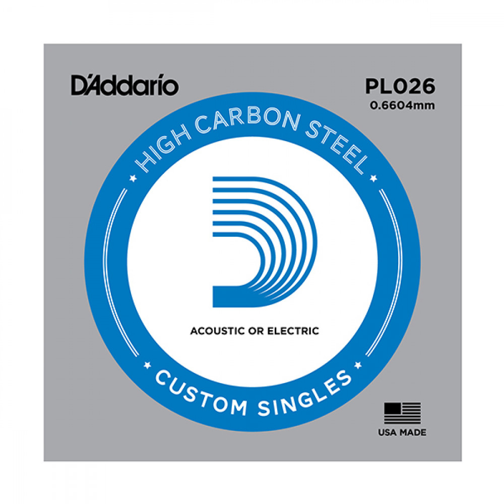 PL026 Plain Steel Отдельная струна без обмотки, сталь, .026, D'Addario