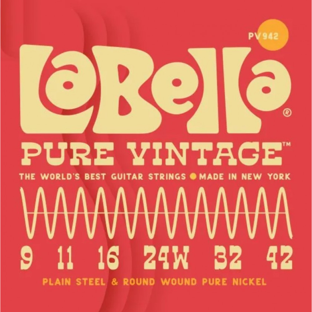 PV942 Pure Vintage Комплект струн для электрогитары, никель, 9-42, La Bella