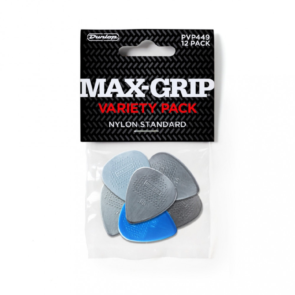 PVP449 Max-Grip Nylon Standard Набор медиаторов, 6 толщин, 12 шт, Dunlop