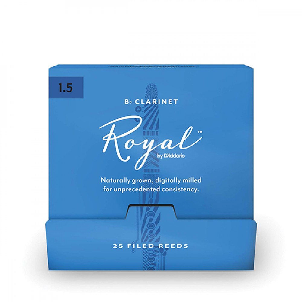RCB0115-B25 Rico Royal Трости для кларнета Вb, размер 1.5, 25шт в индивидуальной упаковке, Rico