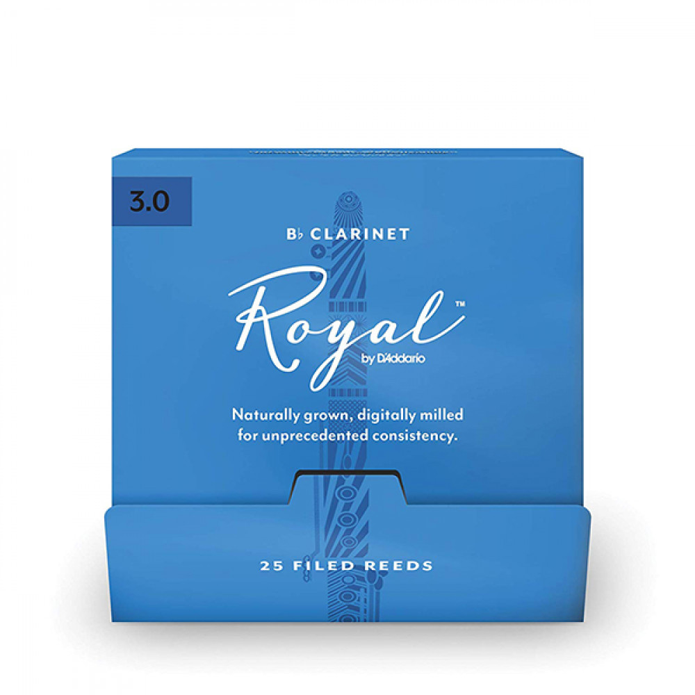 RCB0130-B25 Rico Royal Трости для кларнета Вb, размер 3.0, 25шт в индивидуальной упаковке, Rico