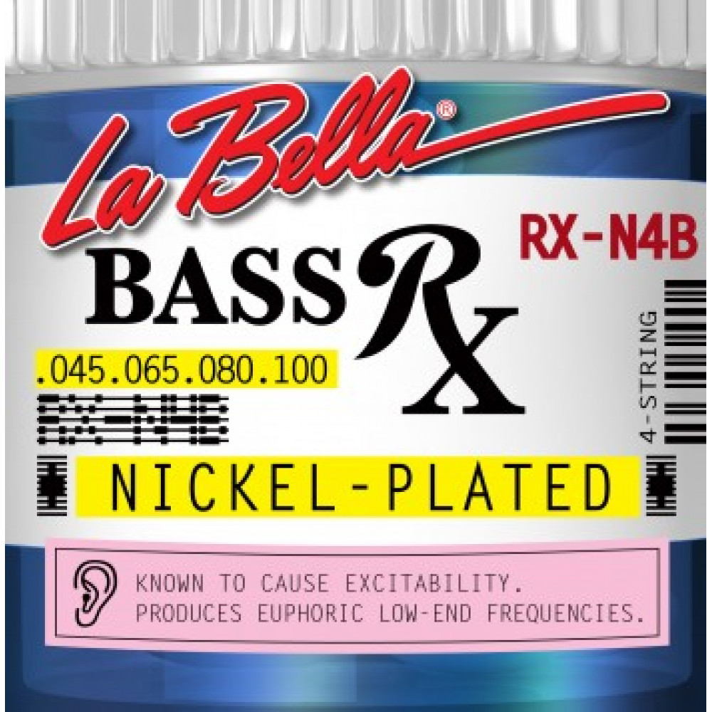 RX-N4B RX – Nickel Комплект струн для бас-гитары, никелированные, 45-100, La Bella