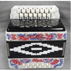 S40XL-C-WH Гармонь "Сувенир" 15х12-I, белая, палехская роспись, Шуйская гармонь