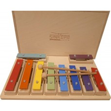 SGBA11-C Металлофон разборный (глокеншпиль) альт 8 нот+2 полутона, цветной, в кейсе, Sinkopa