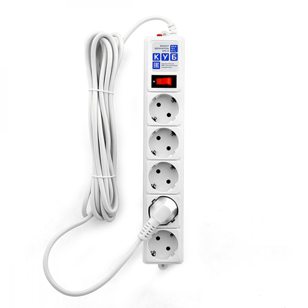 SPG-B-15-WHITE PowerCube Фильтр-удлинитель 5.0м 10А/2,2кВт, Электрическая мануфактура
