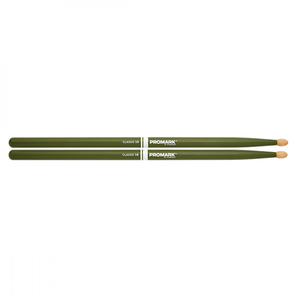 TX5BW-GREEN 5B Барабанные палочки, зеленые, орех гикори, деревянный наконечник, ProMark