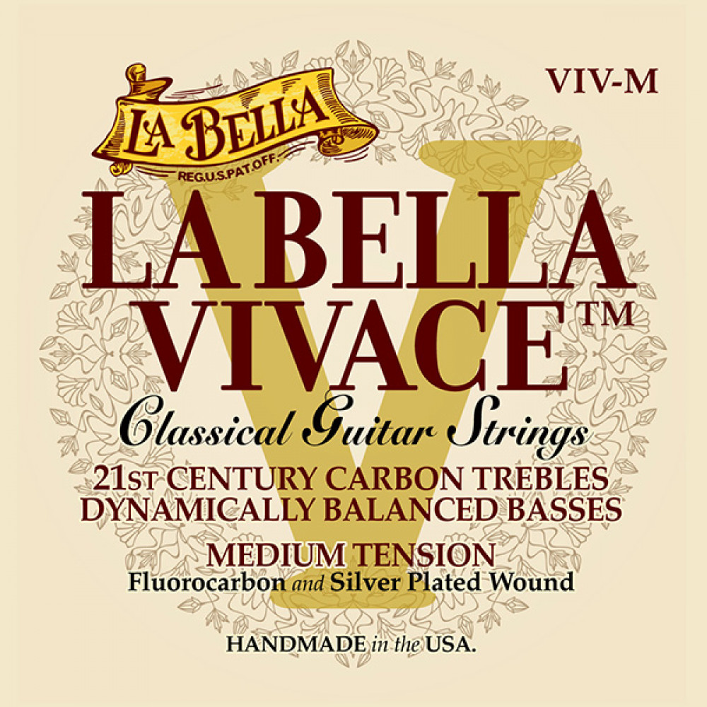 VIV-M Vivace Комплект струн для классической гитары, карбон/посеребренные, ср. натяжение, La Bella