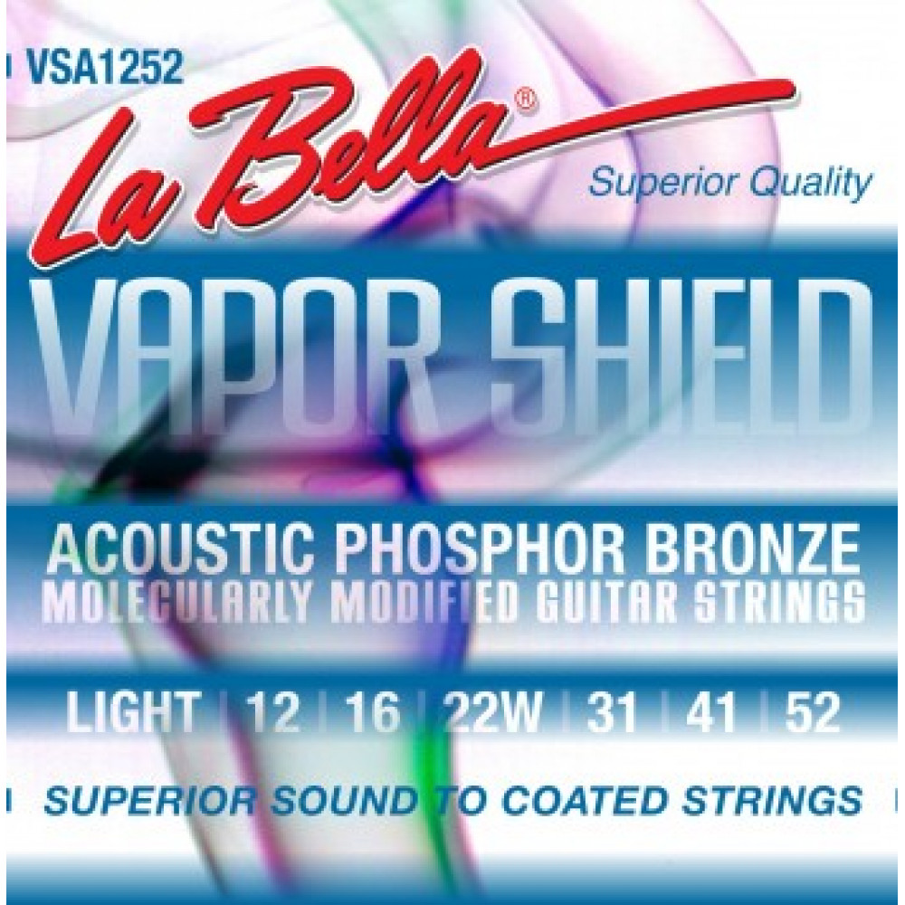 VSA1252 Vapor Shield Комплект струн для акустической гитары, фосф.бронза, 12-52, La Bella