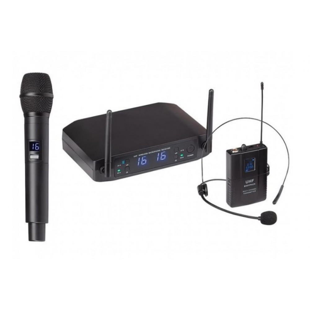 Беспроводная микрофонная система Soundsation WF-U216HP, ручной и головной микрофон