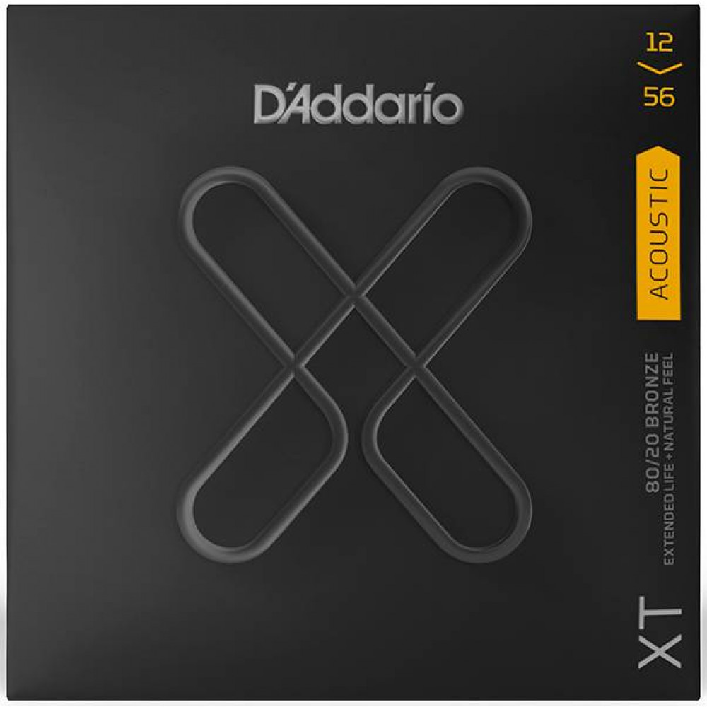 XTABR1256 XT Комплект струн для акустической гитары, бронза 80/20, 12-56, с покрытием, D'Addario